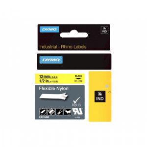 DYMO - Flexible nylon tape - black on yellow - Roll (1.2 cm x 3.5 m) 1 roll(s) - for Rhino 4200, 6000, 6000 Hard Case Kit
